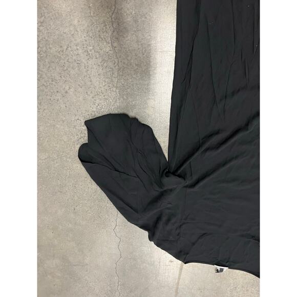 Eileen Fisher 100% Silk Short Sleeve Black Shift Dress Midi Size L - Picture 2 of 6